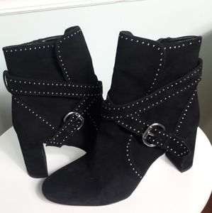 Ann Taylor black studded suede ankle boots